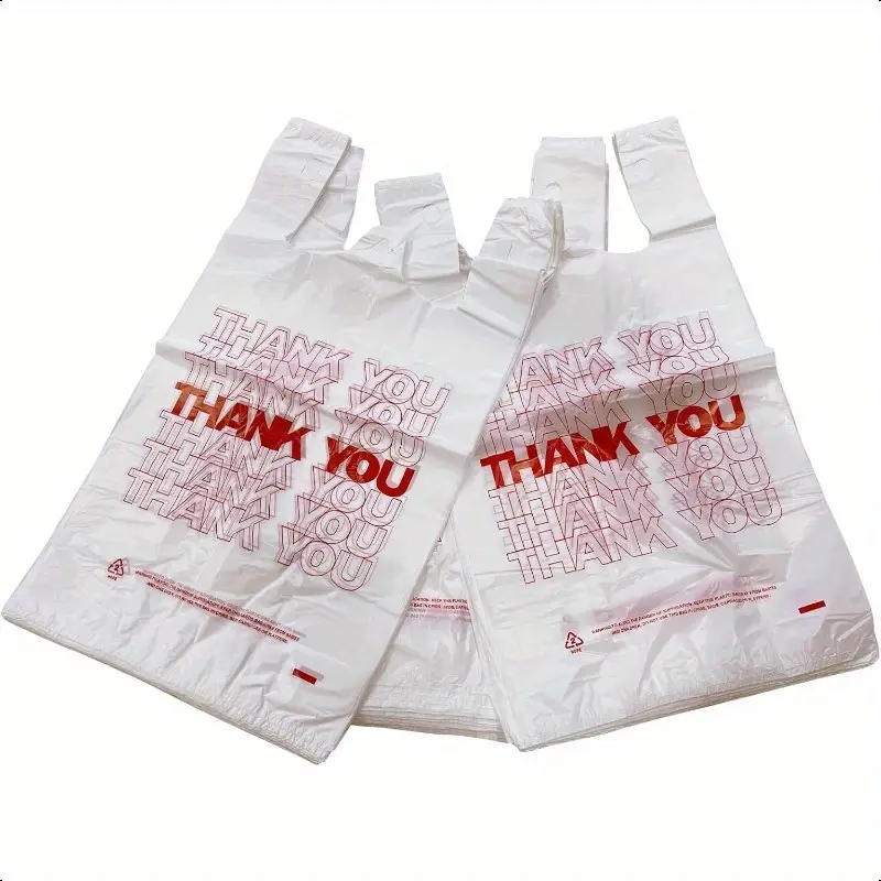 white Thank You T-shirt bags white Thank You T-shirt bags