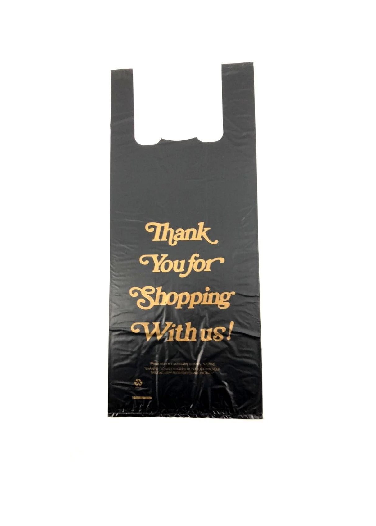 pack of 4 cases plastic one bottle liquor bag black thank you 20 x6 x4 800pcs case ampack 37647322153118 1 Bottle Black Plastic T-Shirt Liquor Bag