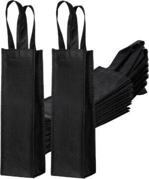 Black Wine Non-Woven Reusable Single Bottle Tote/Wine Gift Bags 300pcs